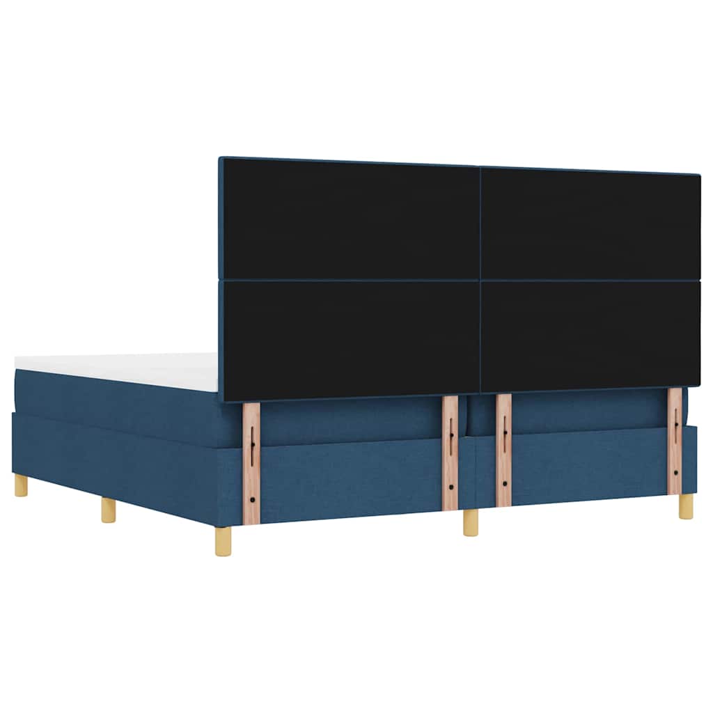 Box Spring Bed with Mattress and Headboard Blue 200 x 200 cm Fabric