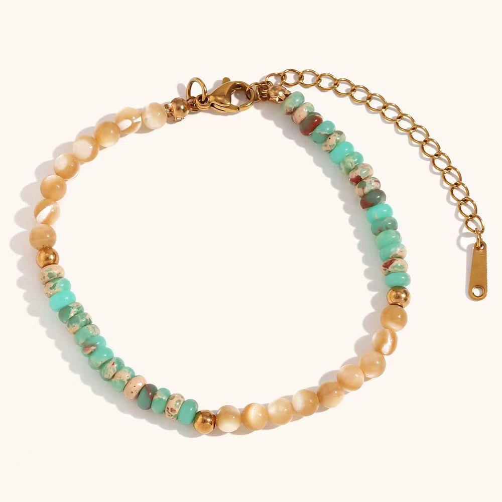 Уникальный и нишевый браслет ручной работы из нержавеющей стали в богемном стиле ручной работы из натурального камня из бисера для женщин