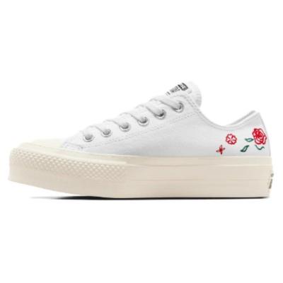 Chuck Taylor All Star Lift Platform Низкие летние женские кроссовки с вышивкой Белая цапля Oops-Pink A10822C