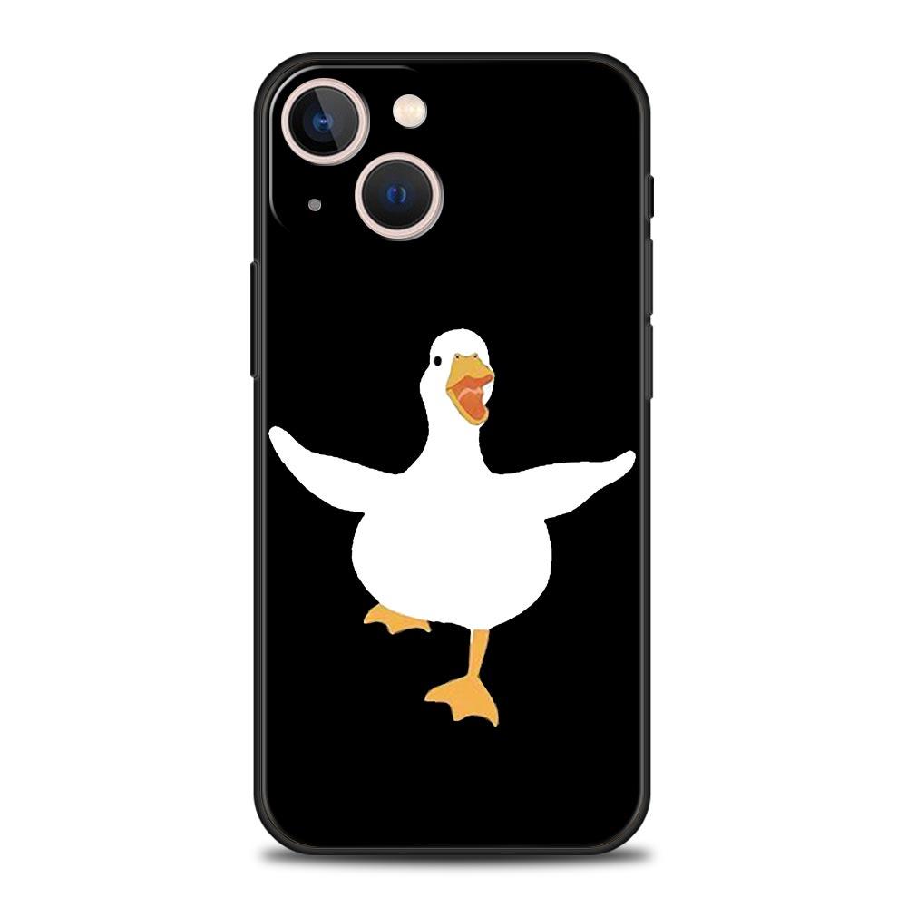 Чехол с рисунком «Сомнение утки» для iPhone 11, 12, 13, 15, 14 Pro Max, чехол для телефона X XR XS 7, 8 Plus SE, 2020, роскошный черный силиконовый чехол, принципиально