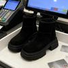 Матовые ретро зимние сапоги женские 2025 зима новые маленькие короткие сапоги на толстой подошве, утепленные и утолщенные теплые хлопковые сапоги