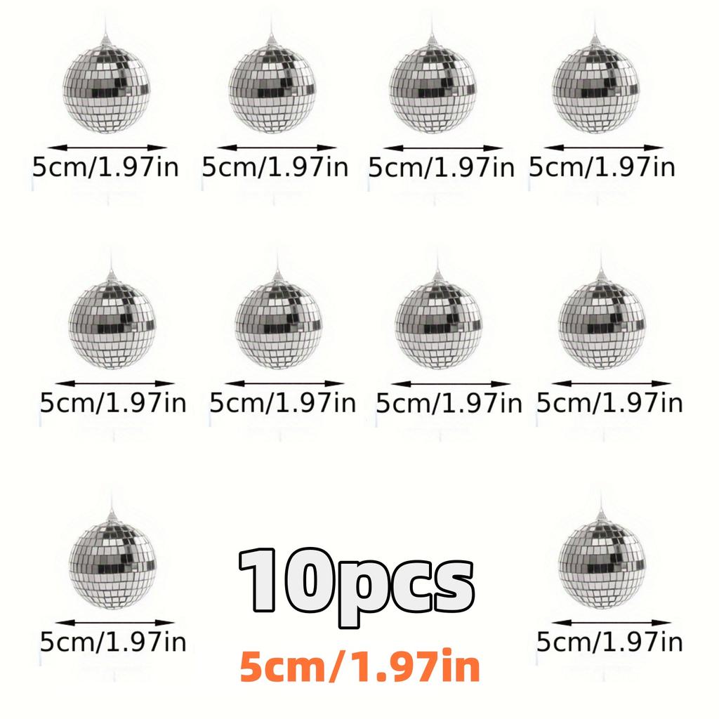 10 шт. Мини-диско-шары, украшения, светоотражающие стеклянные серебряные безделушки для Марди Гра, диско-вечеринки, декор, сверкающий подарок для рождественской елки