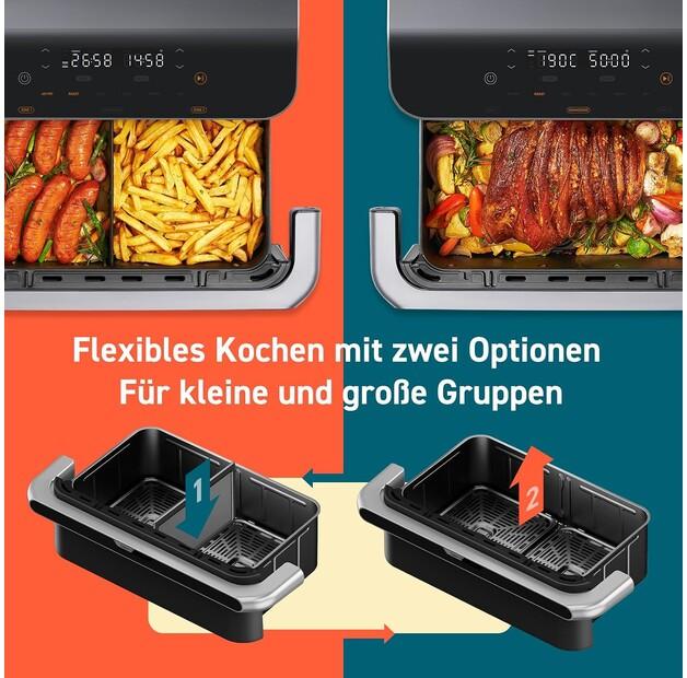 Фритюрница Cosori Dual Blaze Twin Fry 10l schwarz/silber (CAF-TF101S-AEU)