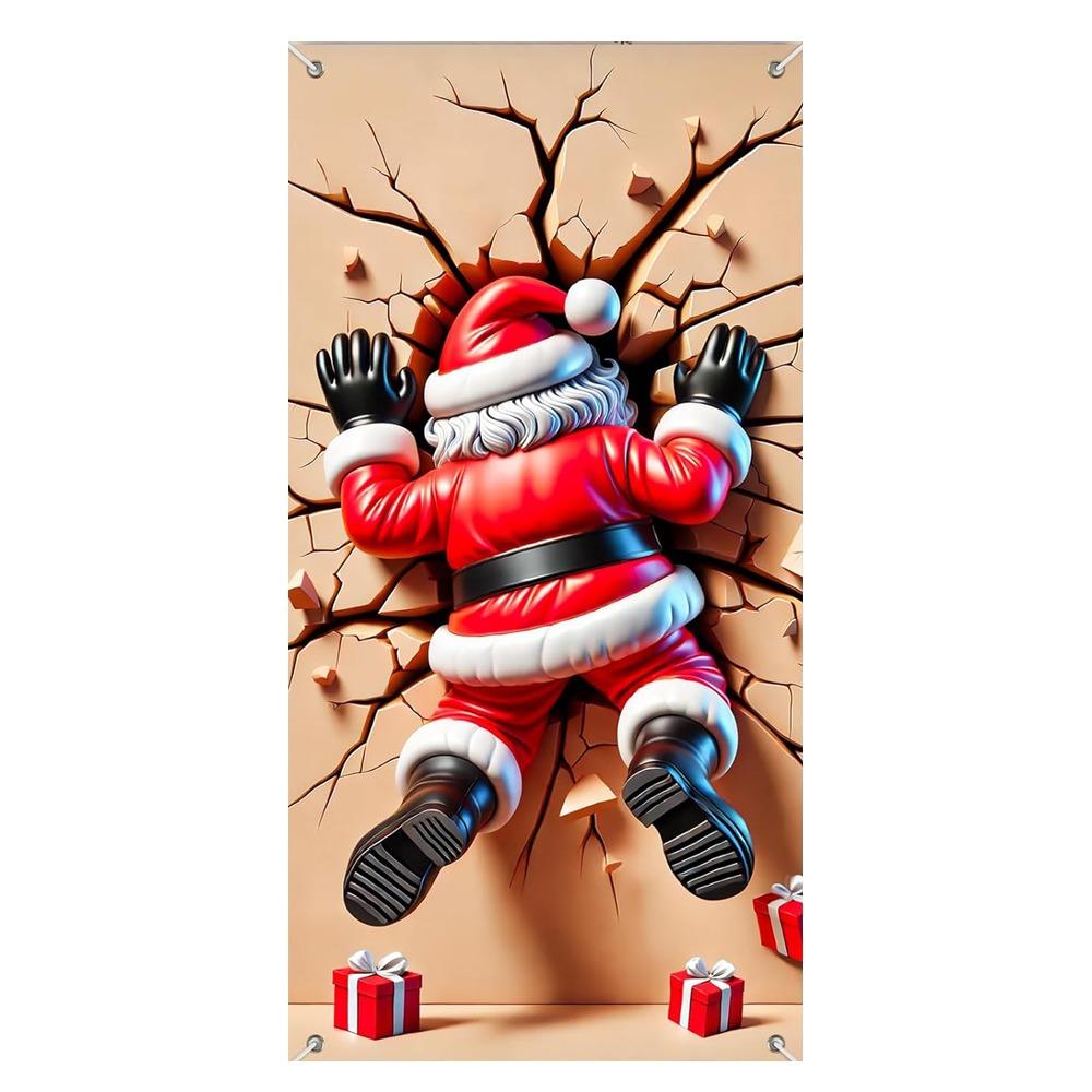Door Hanging Christmas Door Banner Background Holiday Props Door Curtain Atmosphere Arrangement Old Man Snowman Door Banner