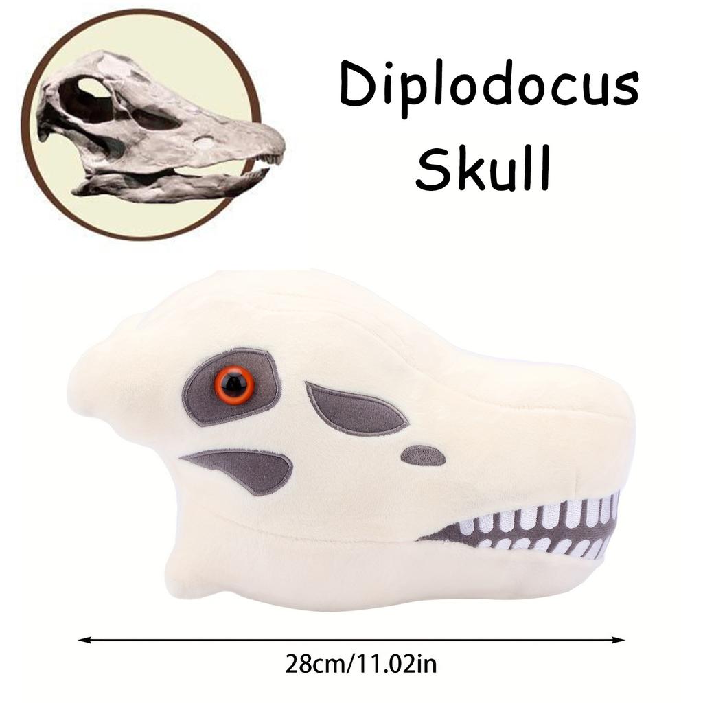 Мягкая плюшевая подушка для куклы Fuzzy Fossils Riceratops Skull Dinosaur Skull