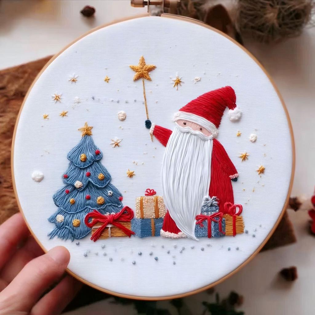 1 набор Рождественский набор для вышивания Санта Клаус подарок вышивальный материал английский метод иглы DIY вышивка ручная работа тканевый материал пакет набор