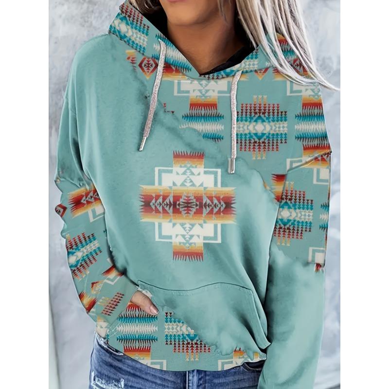 Женская повседневная и модная толстовка с круглым вырезом, в западном этническом стиле, винтажная толстовка с принтом для женщин