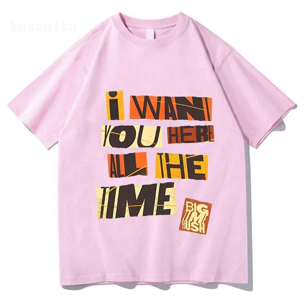 Я ХОЧУ ТЕБЯ ЗДЕСЬ Футболки Big Time Rush Печать Футболка Свободный Хлопок Мода Мужская Повседневная Футболка с Коротким Рукавом