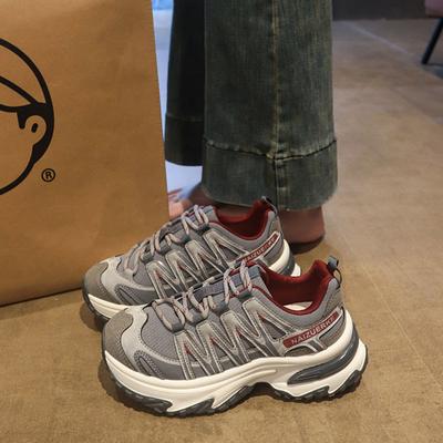 Кожаные кроссовки на платформе, сетчатые, женская обувь, осень, новая повседневная обувь, для активного отдыха, альпинизма, бега, обувь для папы