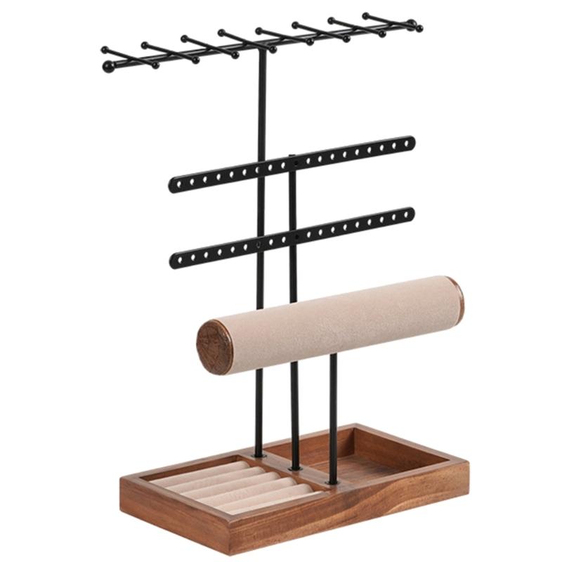 Регулируемая подставка для украшений Многофункциональный держатель для демонстрации ювелирных изделий Подставка для демонстрации ожерелий Держатель для колец Подходит для рабочего стола