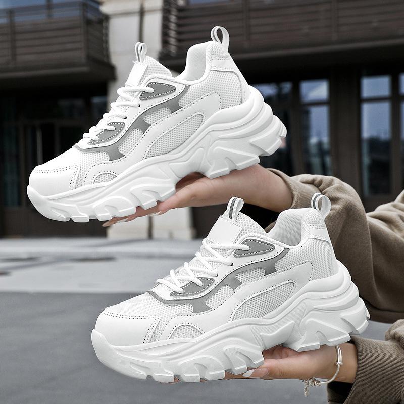Модная сетчатая женская спортивная обувь для отдыха на четыре сезона, модная женская обувь на толстой подошве, дышащая, износостойкая, нескользящая обувь