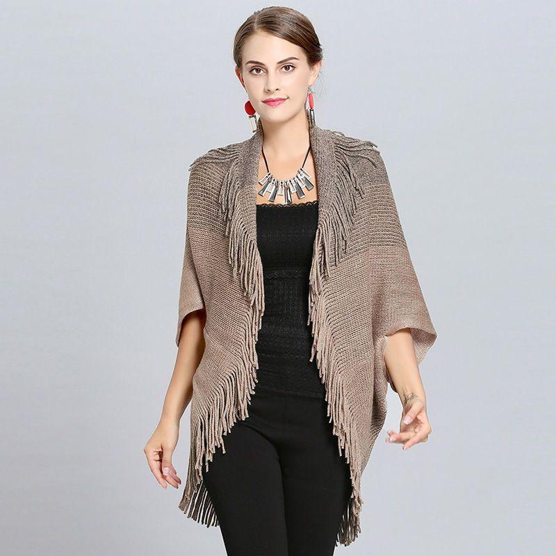 New Fashionable Fur Collar Thickened Warm Shawl Large Size Loose Knitted Cardigan Jacket Female