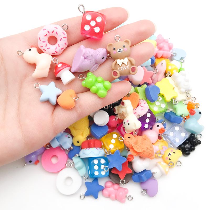 Resin Duck Mushroom Donut Bear Pendant DIY Earrings Keychain Accessories