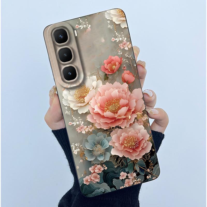 Чехол для Infinix Hot 60 Pro Plus Модный Простой Цветок Жидкий Силикон Защита Камеры Чехол Для Infinix Hot 60 Pro+ Capa