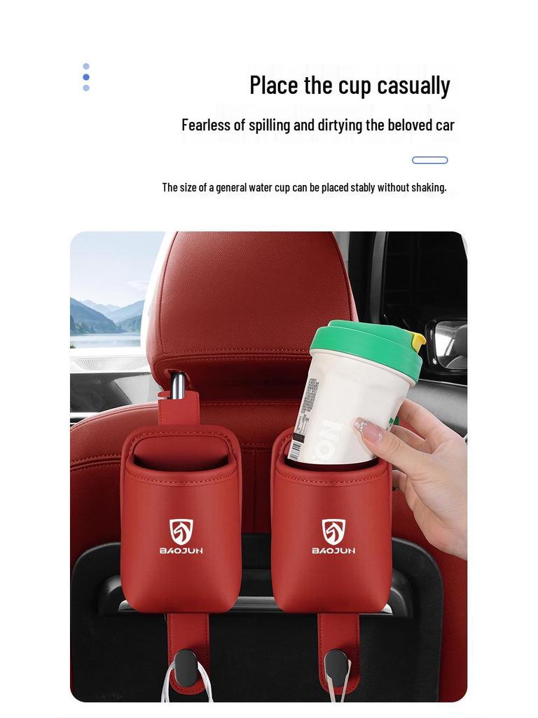 Car Cup Holder & Seat Back Hook Storage for Baojun RS-3, RC-5, E200, 510, 530, 730