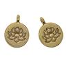 30 шт. винтажные золотые гравированные круглые подвески для йоги с цветком лотоса для самостоятельного изготовления