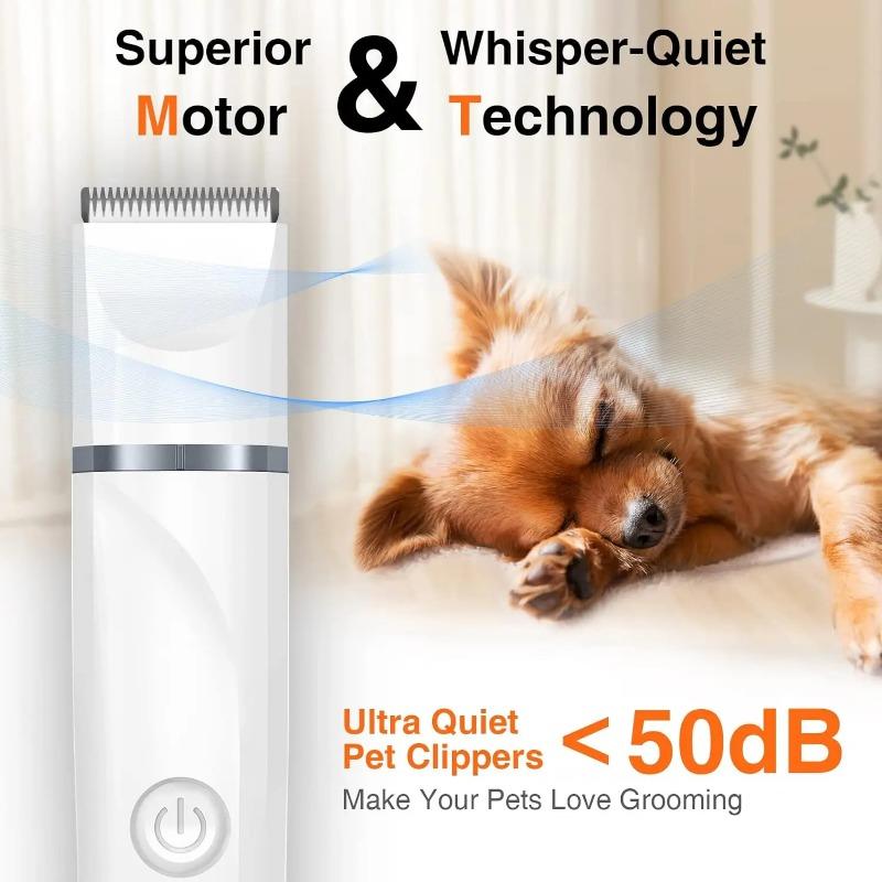 Dog Hair Clipper 4-in-1 Grooming Set Low Noise USB Rechargeable Pet Clipper Suitable for Large and Small Dogs Cats Professional Pet Grooming Clipper