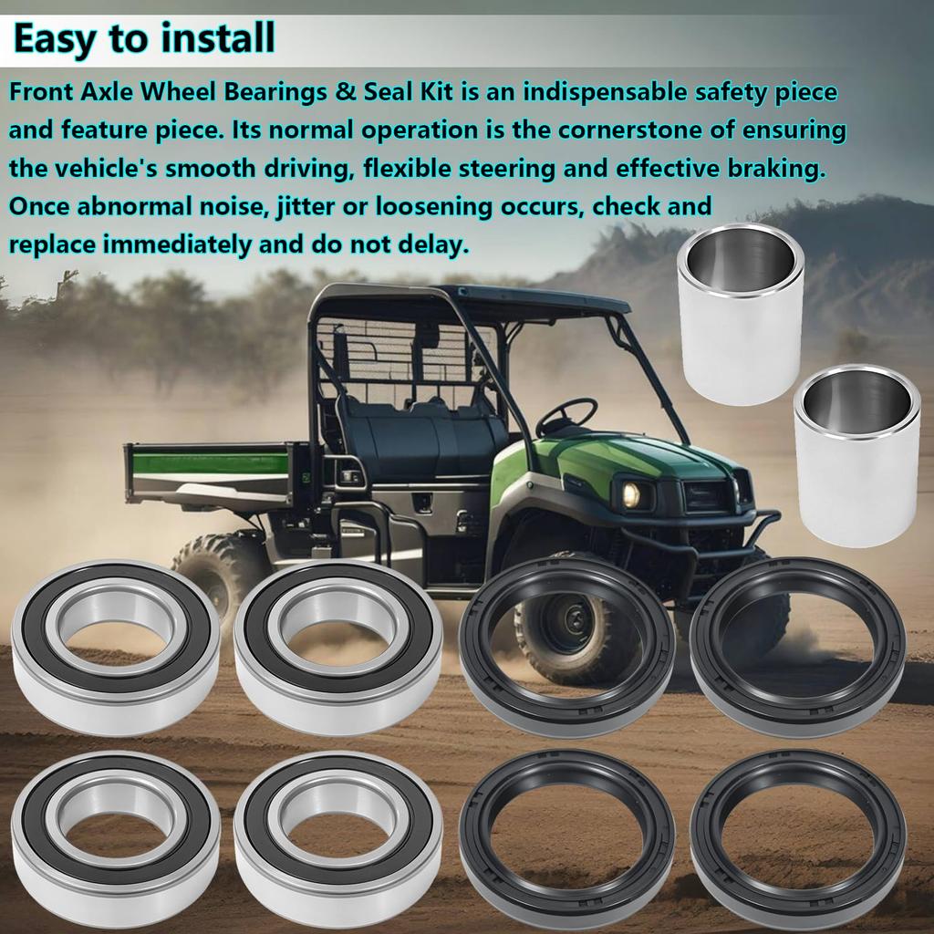 Front Axle Wheel Bearings & Seal Kit Compatible with Mule 2510 3000 3010 4000 4010, Included Spacers Collar & Pin Cotter Kit Replace for 92045-3707