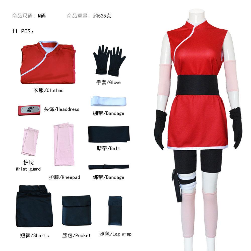 Sakura Haruno Cosplay Costume Shippuden Ninja Outfit for Halloween Party Stage Performance