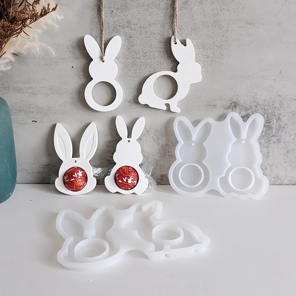 2026 Latest Models Bunny Easter Pendant Silicone Mold DIY Epoxy Resin Mold Egg Rabbit Hanging Tags Plaster Mold Chocolate Holder