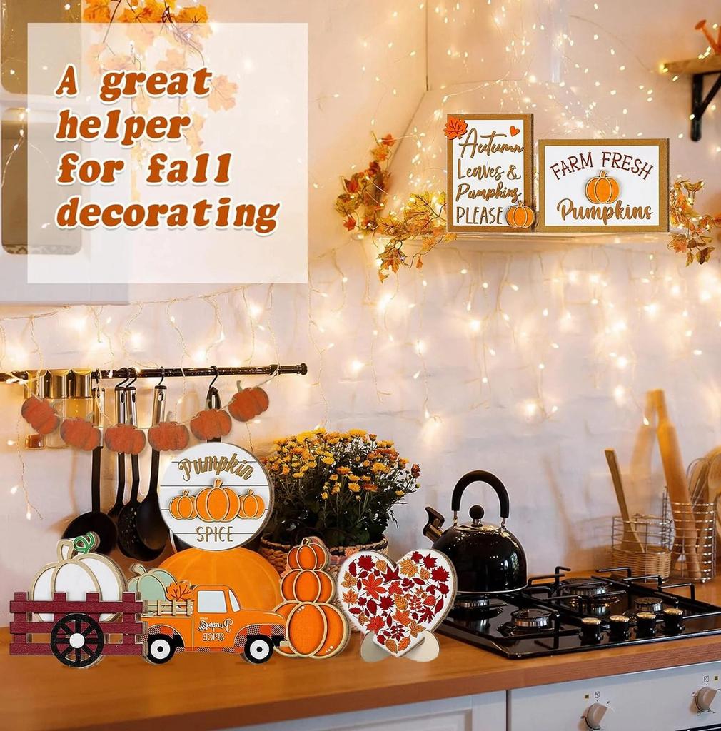 Набор слоев для украшения подноса из 23 предметов, украшение на День благодарения, тыква, кленовый лист, украшение в виде грузовика