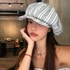 Y2k полосатые береты весна-лето художник шапки корейская восьмиугольная шляпа женская