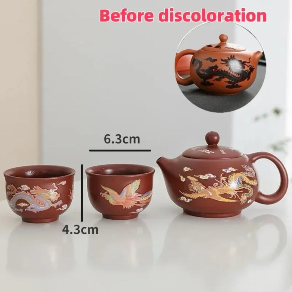 Color Changing Teapot Purple Clay Pot Tea Cups Set Chinese Dragon and Phoenix Kung Fu Tea Set Tea Infuser Tea Table Accessories