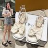 Fashion Women's Casual Roman Sandals 2025 Summer New Fashion Thick Heel Bow Sandals Female Square Toe Fashion High Heel Women's Shoes