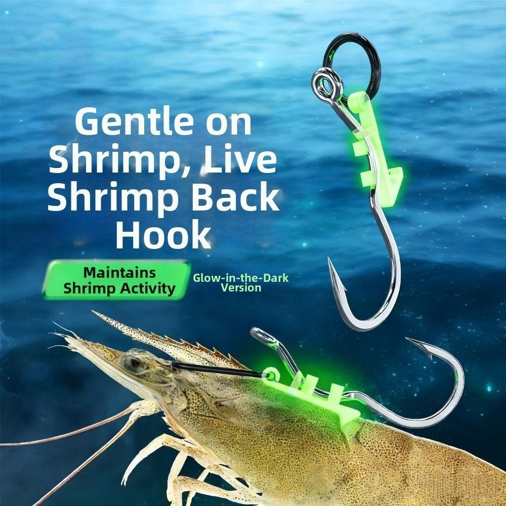5Pcs Anti-entanglement Luminous Live Shrimp Hooks Sharp Barbed String Hook Fishing Hooks for Shrimp