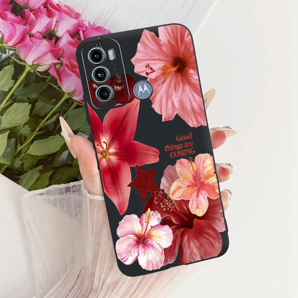 For Motorola Moto G40 Fusion / Moto G60 Phone Case Bow Pattern Colorful Butterfly Flower Back Cover Soft Matte Silicone Casing