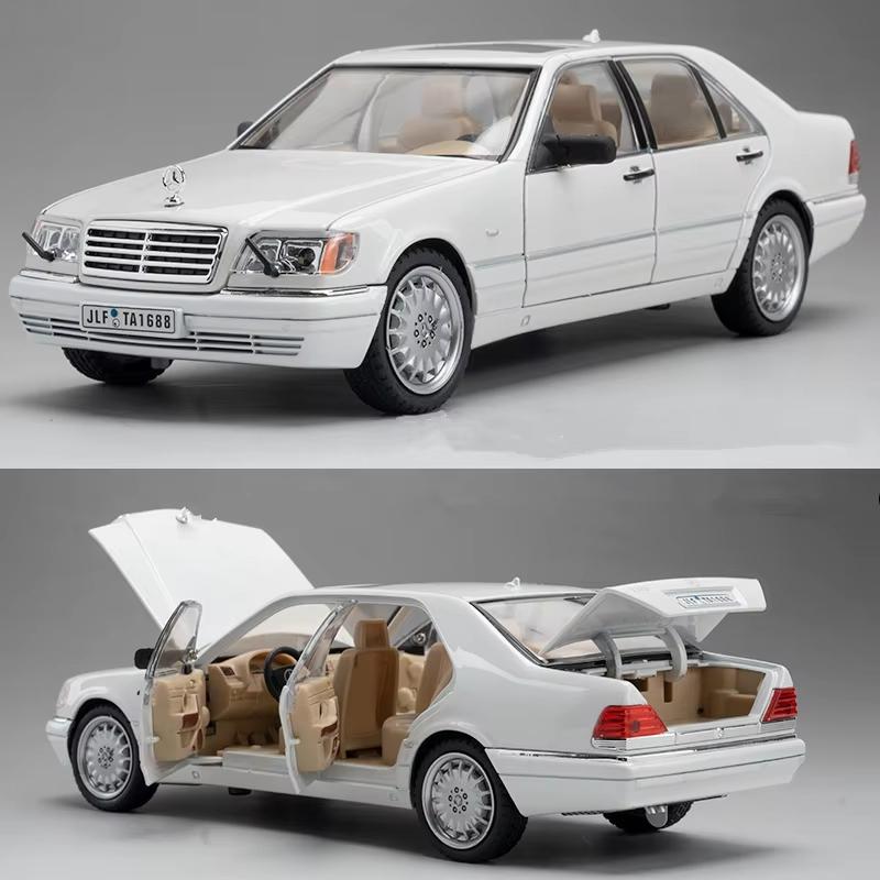 2024 New Simulation 1/24 Scale Benzs W140 320SEL Vintage Car Model With Sound Light Chidlren Diecast Alloy Toy Vehicle Collective Voiture