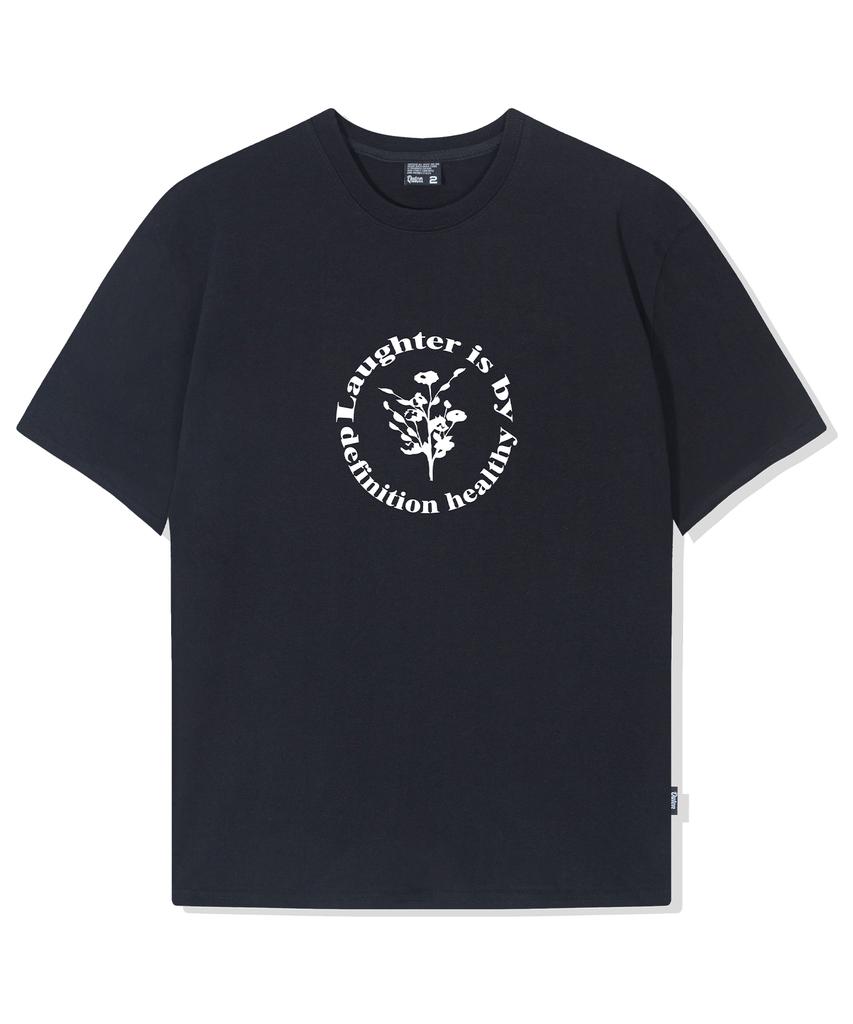 QUTON Signature Flower Oversized Heavy Short Sleeve T-Shirt_Black