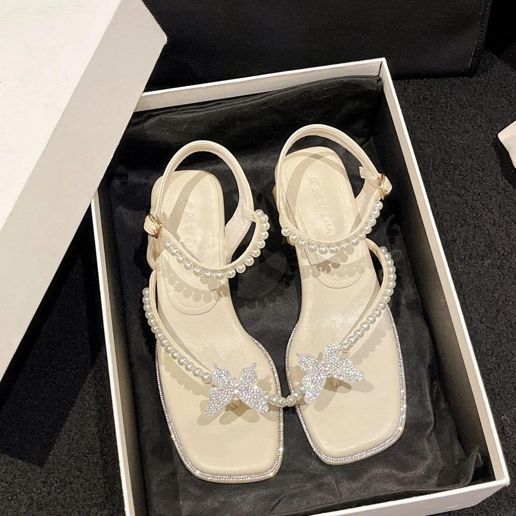 Удобные Роскошные Уличные Туфли на Квадратном Каблуке Женские Комфорт Корейский Размер Высокое Качество Дизайнерские Летние 2025 Сандалии для Женщин