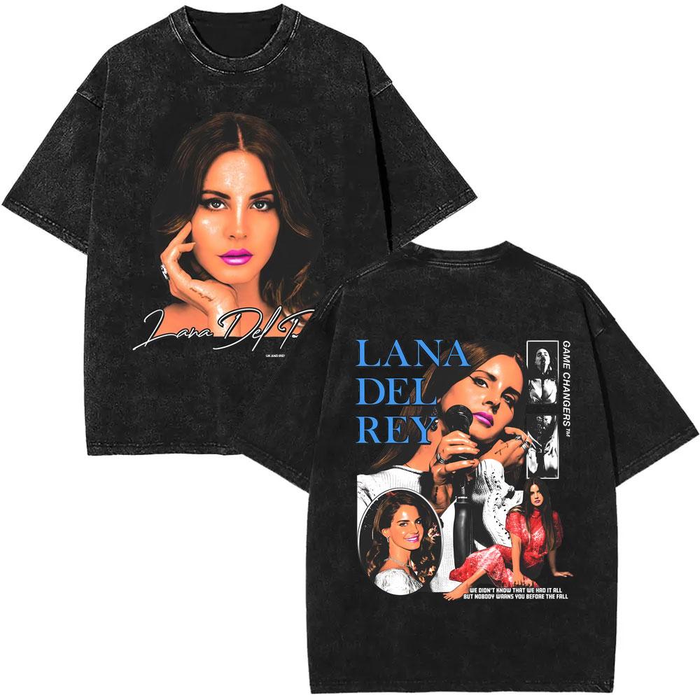 Washed Vintage WashedLana Del Rey Tour Tshirt Men Women Hip Hop Fashion Pop Music Tshirts Unisex Casual Cotton T Shirts