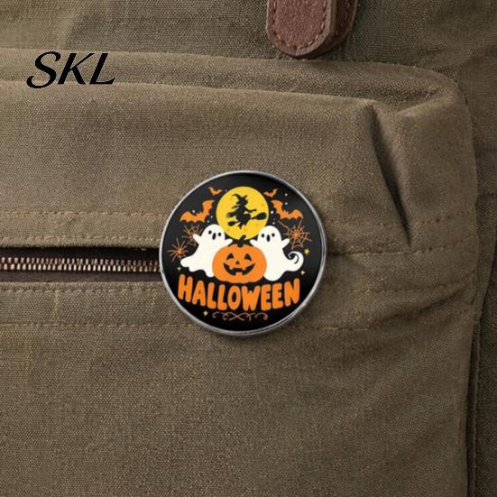 Collar Pin Accessory Autumn Themed Brooch Pin, Halloween Pumpkin Metal Brooch, Zinc Geometric Pattern Alloy Circular Clothing Accessories Durable