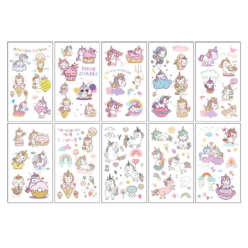 10 Sheets/Pack Kids Cartoon Fake Tattoo Stickers for Children Creative Water Transfer Printing DIY Temporary Tattoo