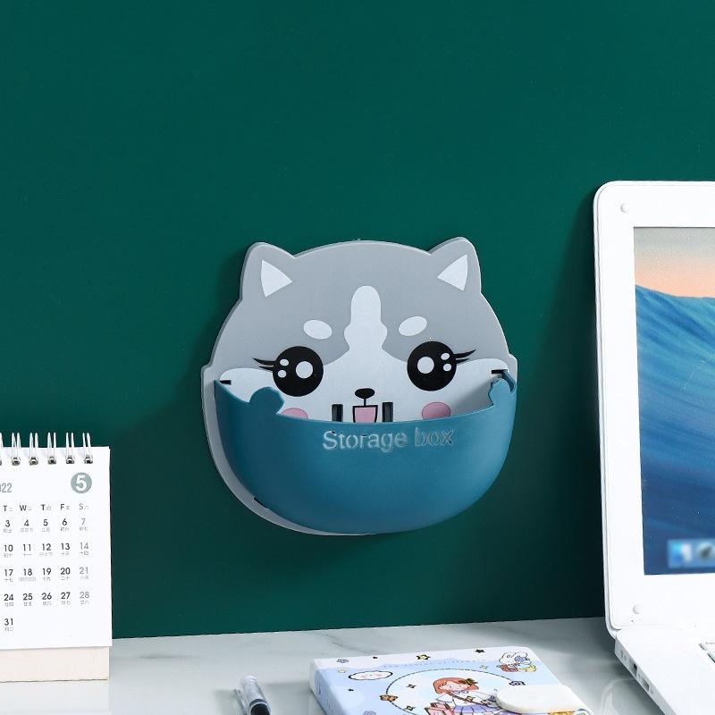 Настенный мультяшный органайзер-коробка, многофункциональный кондиционер, пульт дистанционного управления, подставка для телефона, ящик для хранения без отверстий, домашний декор