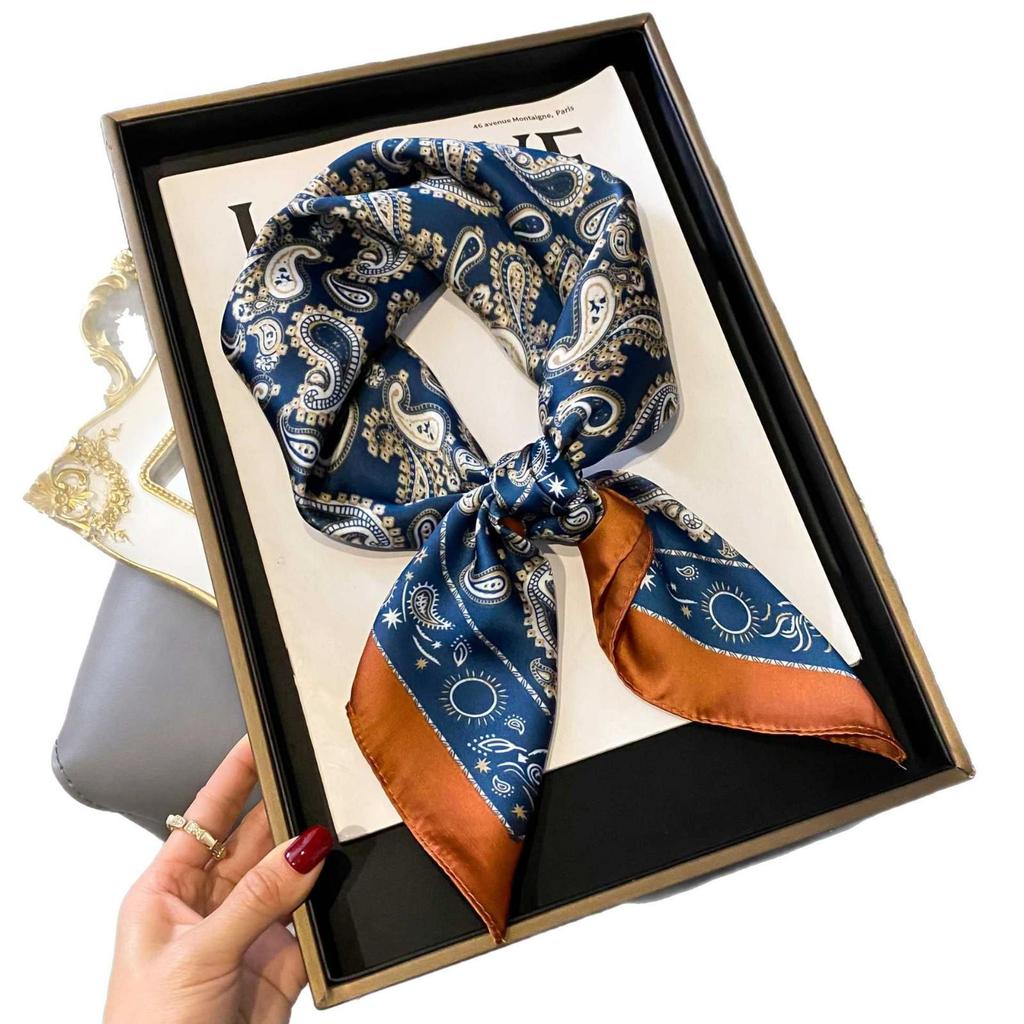 Zhang Ruonan Silk Scarf: Women's 2025 Spring/Summer Retro Neck Tie Accessory - High-End Small Square Neckerchief