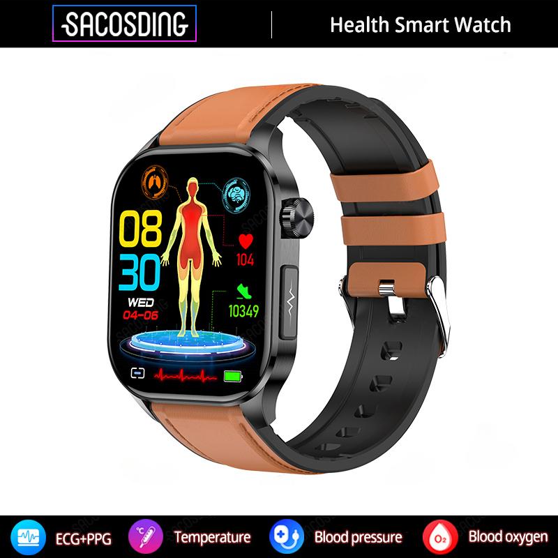 SACOSDING Новые смарт-часы ЭКГ для мужчин и женщин Bluetooth-вызов голосовой помощник артериальное давление кислород в крови спортивный трекер упражнений смарт-часы