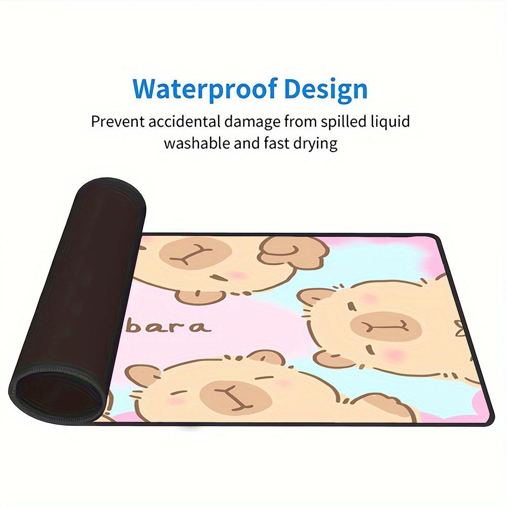 Large Multi-Size Non-Slip Rubber Base Cute, Happy, Capybara Mouse Pad, Stitched Edges Keyboard Desk Mat for School, Office, Home, Gift for F