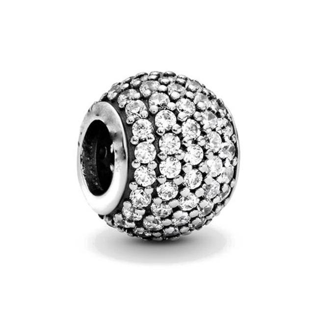 Европа Стерлингового Серебра 925 Новые Сверкающие Круглые Ажурные Подвески Бусины Подходит Оригинальные Модные Браслеты Для Ювелирных Изделий Ожерелье Подвеска
