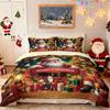 3pcs Merry Christmas Santa Claus Printed Chipless Bedding Set Soft Dormitory Bedroom Multiple Sizes Machine Washable
