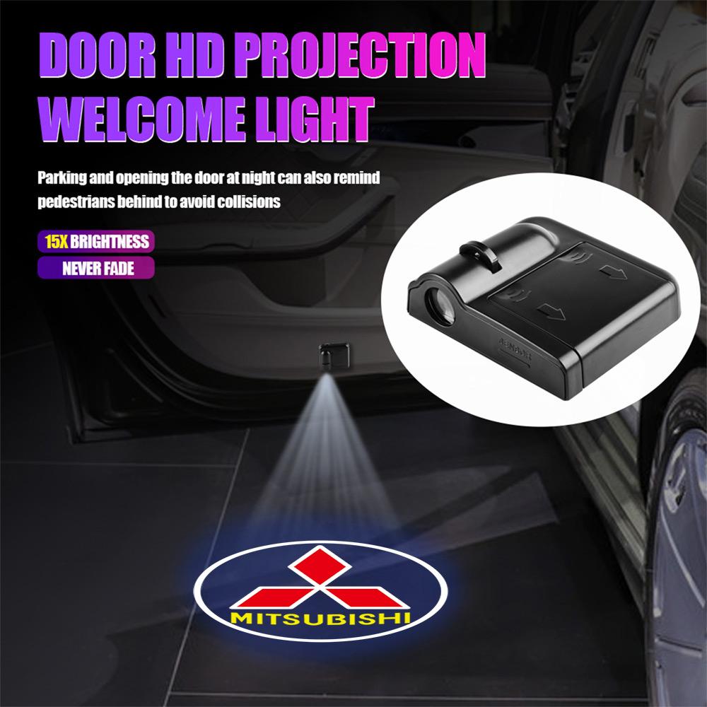 hkbn2 2Pcs HD Car Door Welcome Light Led Projector Lamp Accessories For Mitsubishi 9 Ralliart EX ASX L200 Colt Outlander Pajero Lancer