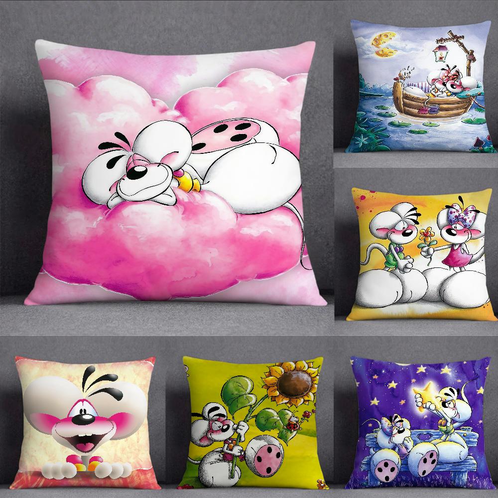 Cartoon DDiddl RRatS Pillow Case Square DoubleSided Printing Sofa Cushion Cover Pillowcase Bedroom Bedside