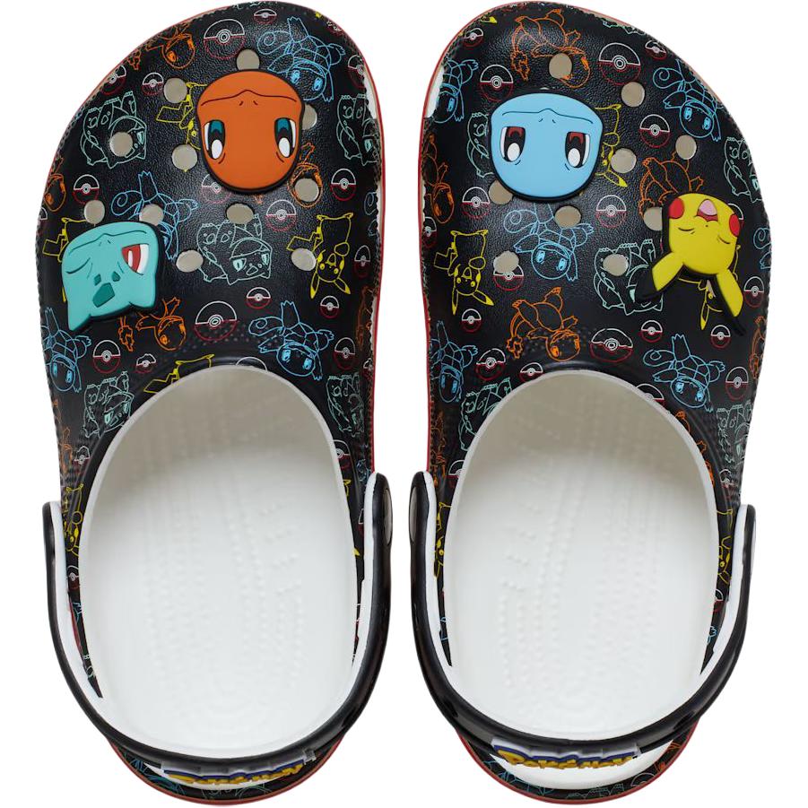 Pokemon x Crocs Classic Clog Устойчивые к истиранию Низкие Детские Кроксы Черные Для Младенцев и Малышей