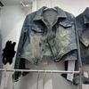Неровная джинсовая куртка женская дизайн в портовом стиле куртка осенняя новая европейская джинсовая короткая топ