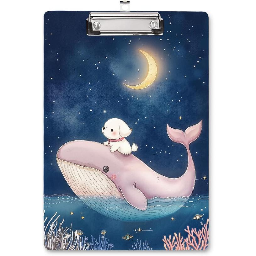 WAVEYU Cute Clipboard, Decorative Office Fashion Hardboard Wood Nursing Clip Board for Standard A4 Letter Size for Students, Women,12.5"x 9",