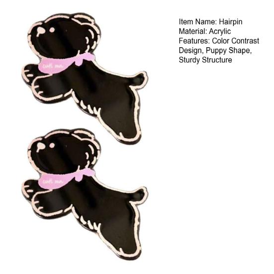 2Pcs Girl Hairpin Acrylic Color Matching Puppy Shape Hair Clips Lightweight Side Bang Hair Pins Hair Styling