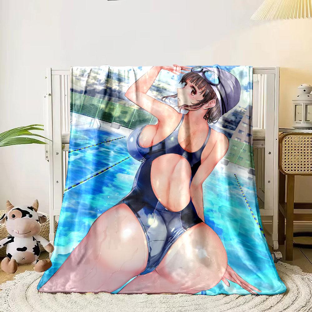 Anime Girl Poolside Blanket bedroom Blanket for Livingroom Couch lunch break Soft throw for Friend's festival Gift