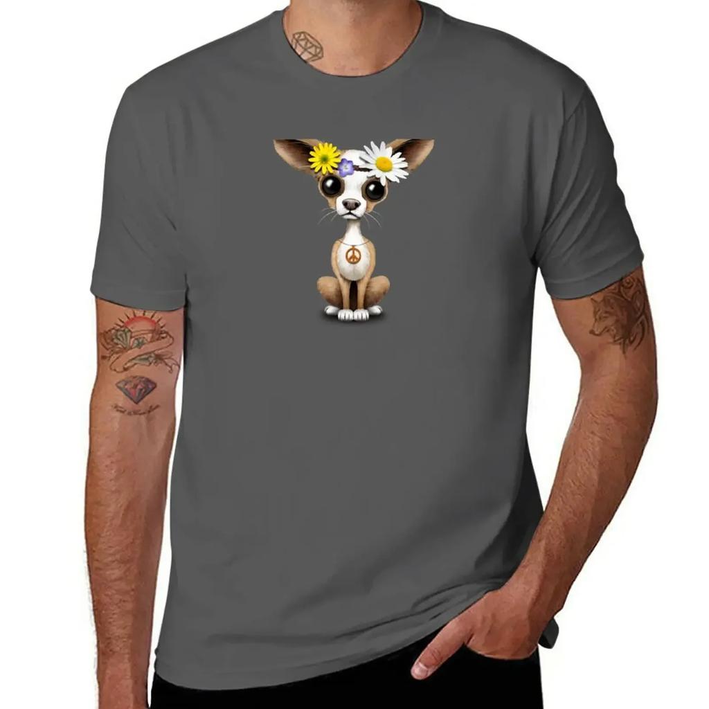 Cute Chihuahua Puppy Hippie T-Shirt anime clothes cute clothes vintage mens graphic t-shirts hip hop